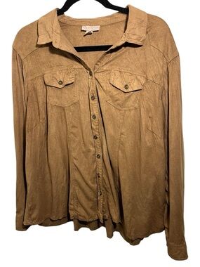 Dress Barn Suede Button Up Shirt